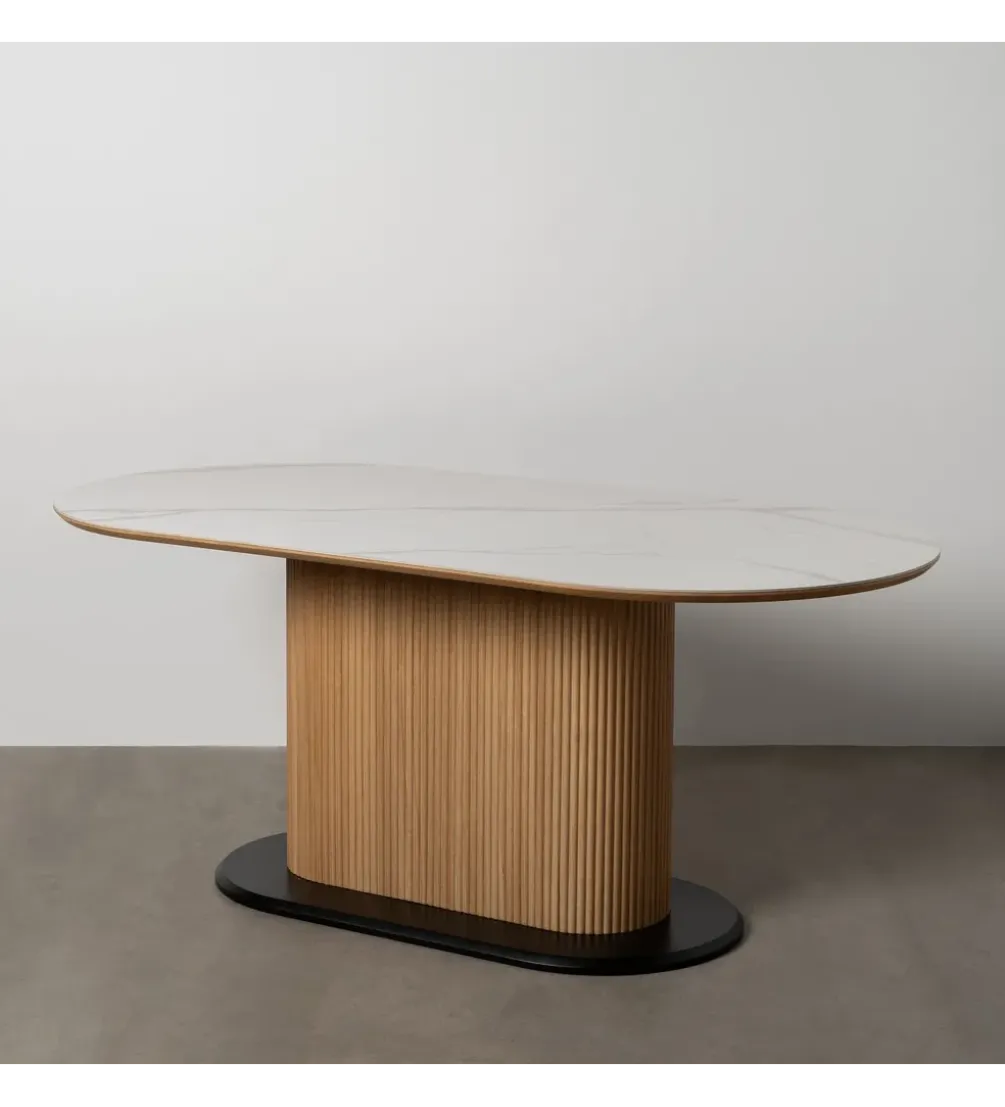 Stół QUFEK 180 cm naturalny blat ceramika