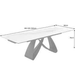 Stół rozkładany AMININ 180 cm - 260 cm ceramika w optyce białego marmuru