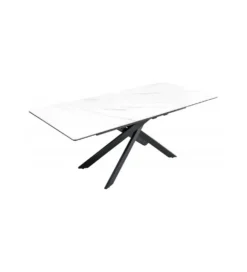 Stół rozkładany ARKANSAS 160 cm - 200 cm ceramika w optyce białego marmuru