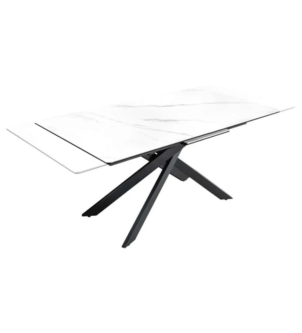 Stół rozkładany ARKANSAS 160 cm - 200 cm ceramika w optyce białego marmuru