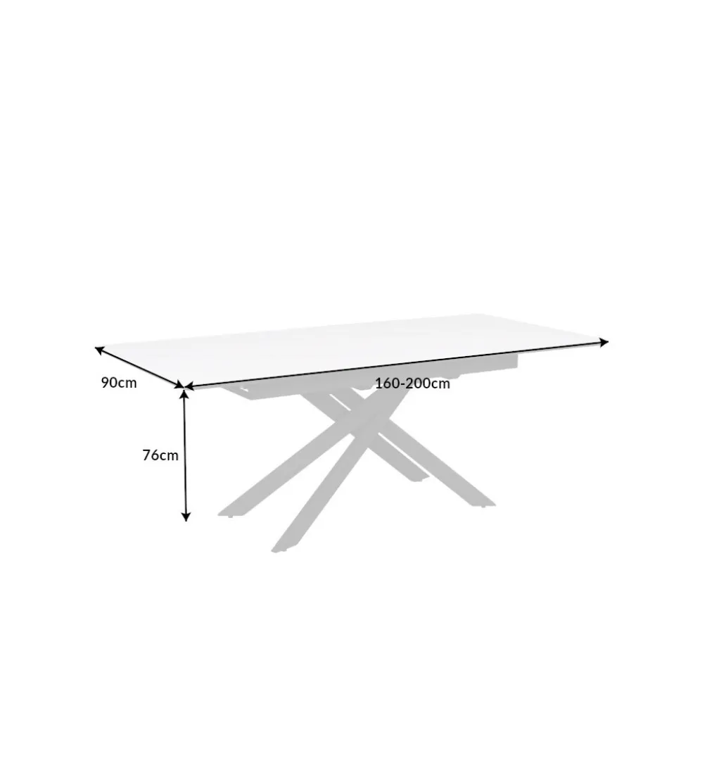 Stół rozkładany ARKANSAS 160 cm - 200 cm ceramika w optyce białego marmuru
