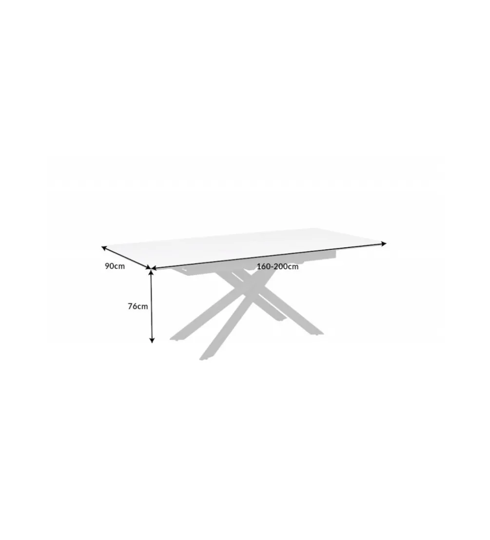 Stół rozkładany ARKANSAS 160 cm - 200 cm ceramika w optyce białego marmuru