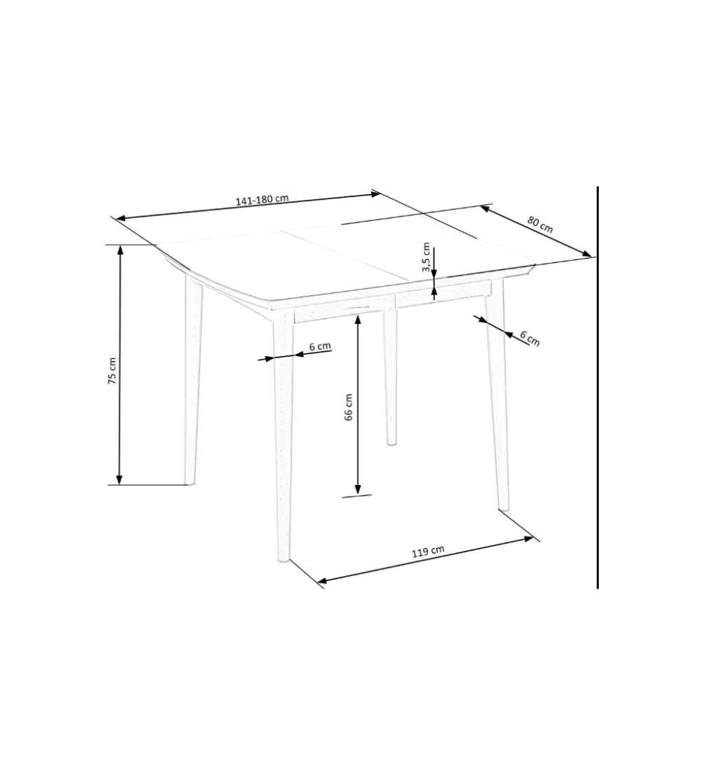 Stół rozkładany BARRET 90 cm - 190 cm biały