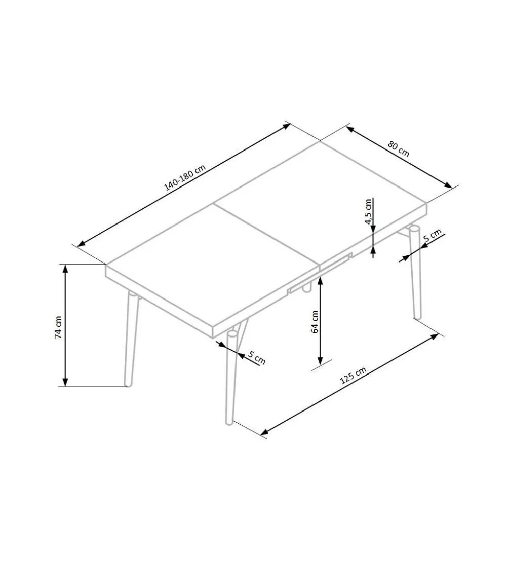 Stół rozkładany CAMBELL 140 cm - 180 cm w kolorze dąb naturalny