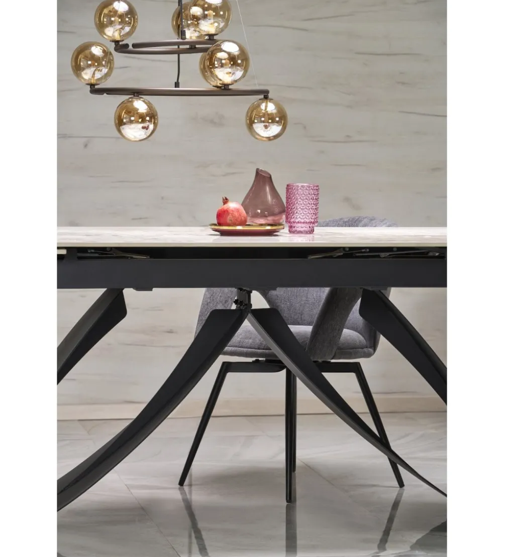 Stół rozkładany HIALRIO 180 cm - 260 cm ceramika w optyce białego marmuru