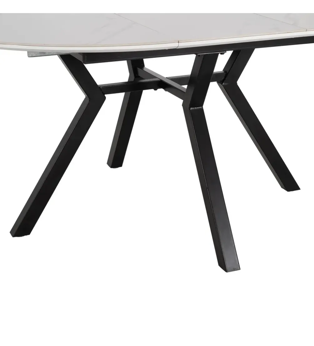Stół rozkładany JAMEOX 120 cm czarny blat ceramika w optyce marmuru
