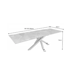 Stół rozkładany MONTREAL Marvelous 180 Cm - 220 Cm - 260 cm Ceramika W Optyce białego Marmuru