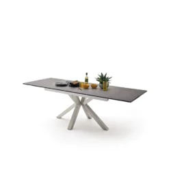 Stół rozkładany NAGANO 160 cm - 200 cm - 240 cm ceramika antracytowy srebrne nogi