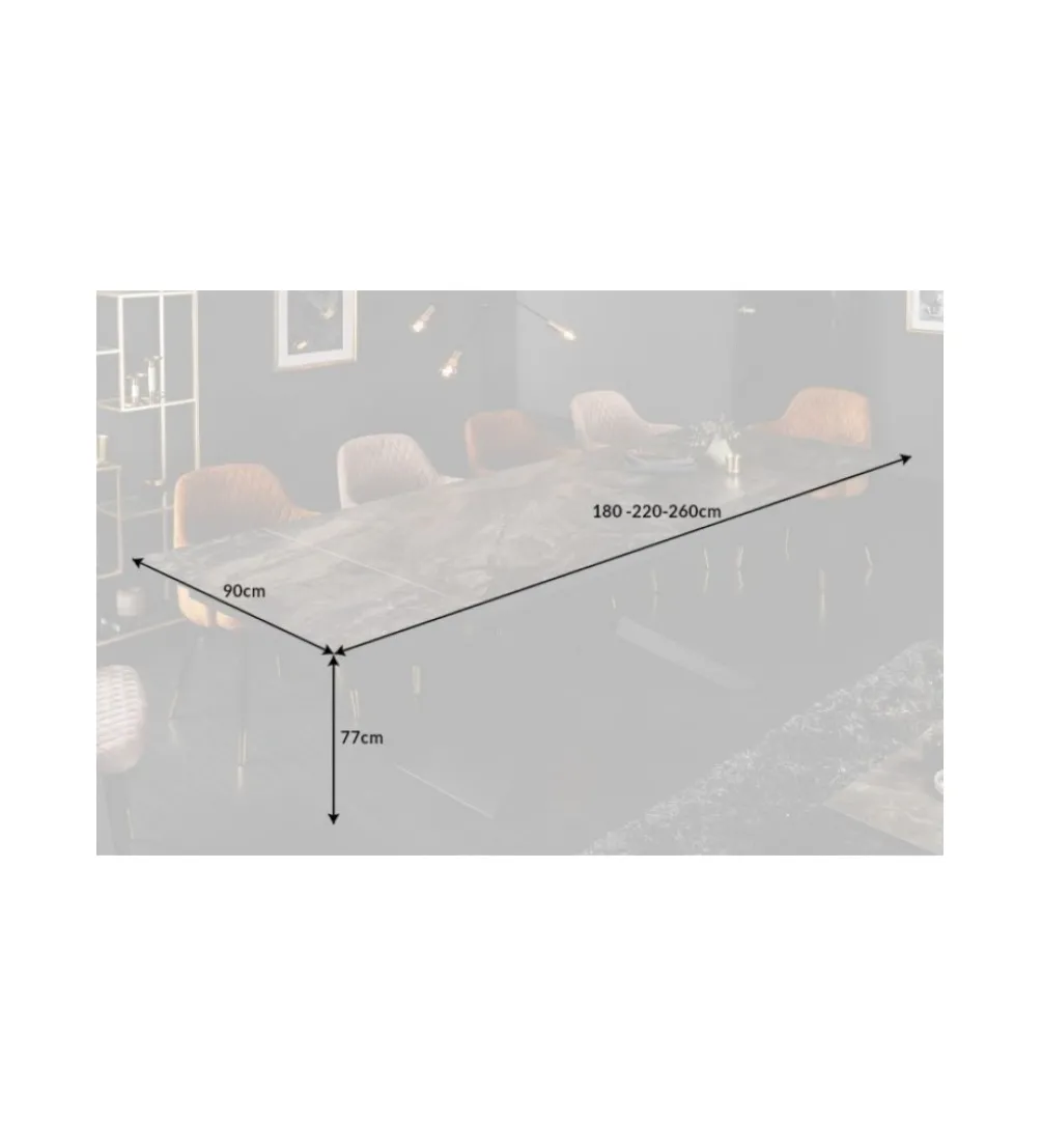 Stół Rozkładany ONTARIO Euphoria180 Cm - 220 Cm - 260 Cm Ceramika W Optyce Marmuru