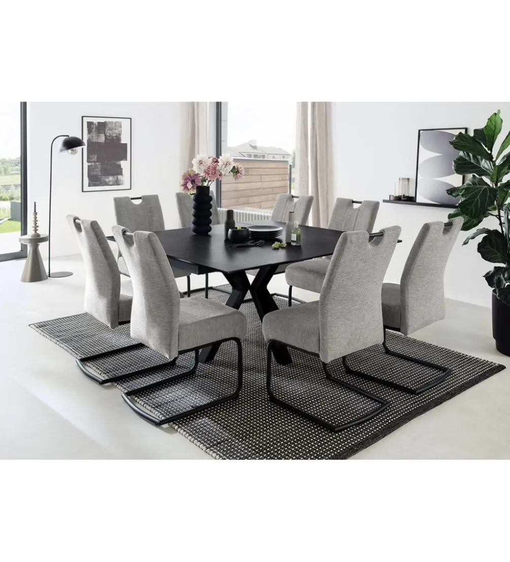 Stół rozkładany PALLINI 150 cm x 90 cm - 120 cm - 150 cm ceramika antracytowy