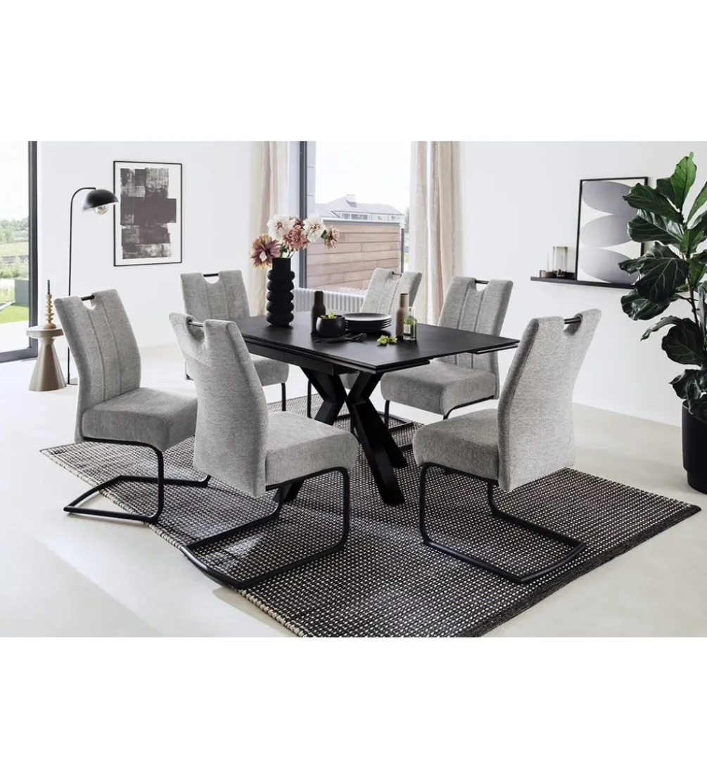 Stół rozkładany PALLINI 150 cm x 90 cm - 120 cm - 150 cm ceramika antracytowy