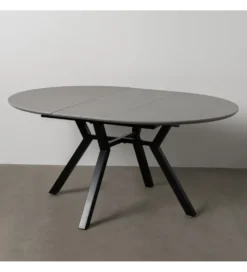 Stół rozkładany PATARASO 120 cm ceramika szara nogi czarne