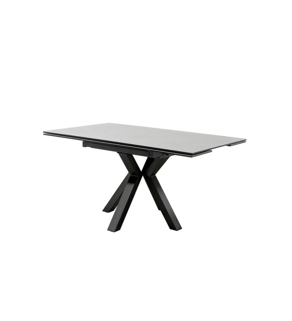 Stół rozkładany PAULLINI 150 cm x 90 cm - 120 cm - 150 cm Ceramika jasnoszara