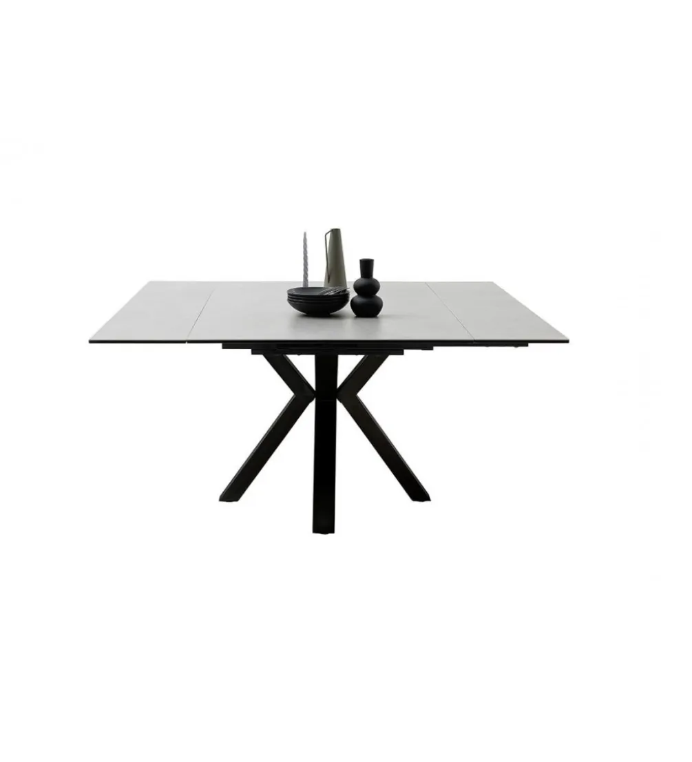 Stół rozkładany PAULLINI 150 cm x 90 cm - 120 cm - 150 cm Ceramika jasnoszara