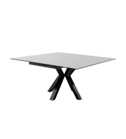 Stół rozkładany PAULLINI 150 cm x 90 cm - 120 cm - 150 cm Ceramika jasnoszara