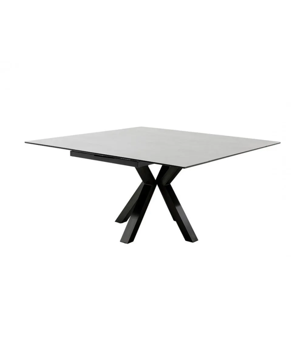 Stół rozkładany PAULLINI 150 cm x 90 cm - 120 cm - 150 cm Ceramika jasnoszara