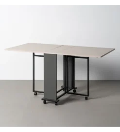 Stół rozkładany PIBEGAR 148 cm kremowy czarny