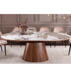 Stół rozkładany UNIQUE od 160 do 200 cm naturalny ceramiczny blat