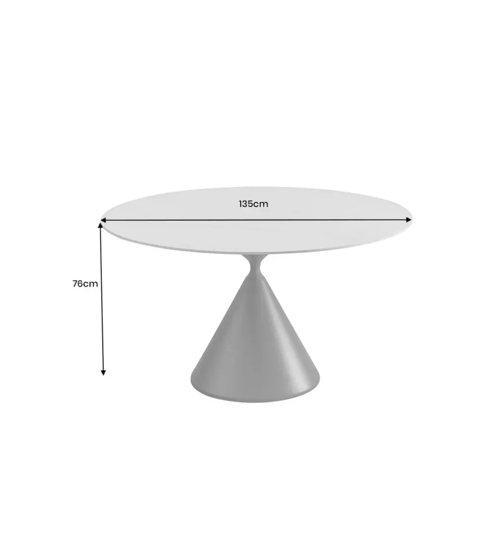 Stół SIGNATURE 135 cm okrągły blat ceramika w optyce białego marmuru