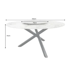 Stół SPIN 150 cm ceramiczny marmur biały z obrotowym wynajmowanym blatem
