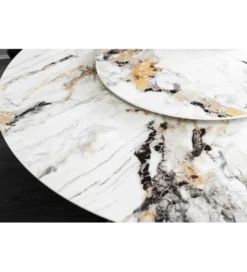 Stół SPIN 150 cm ceramiczny marmur biały z obrotowym wynajmowanym blatem