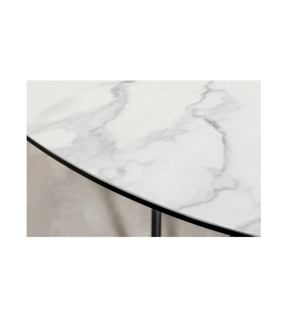 Stół TARANTO 120 cm ceramika w optyce białego marmuru
