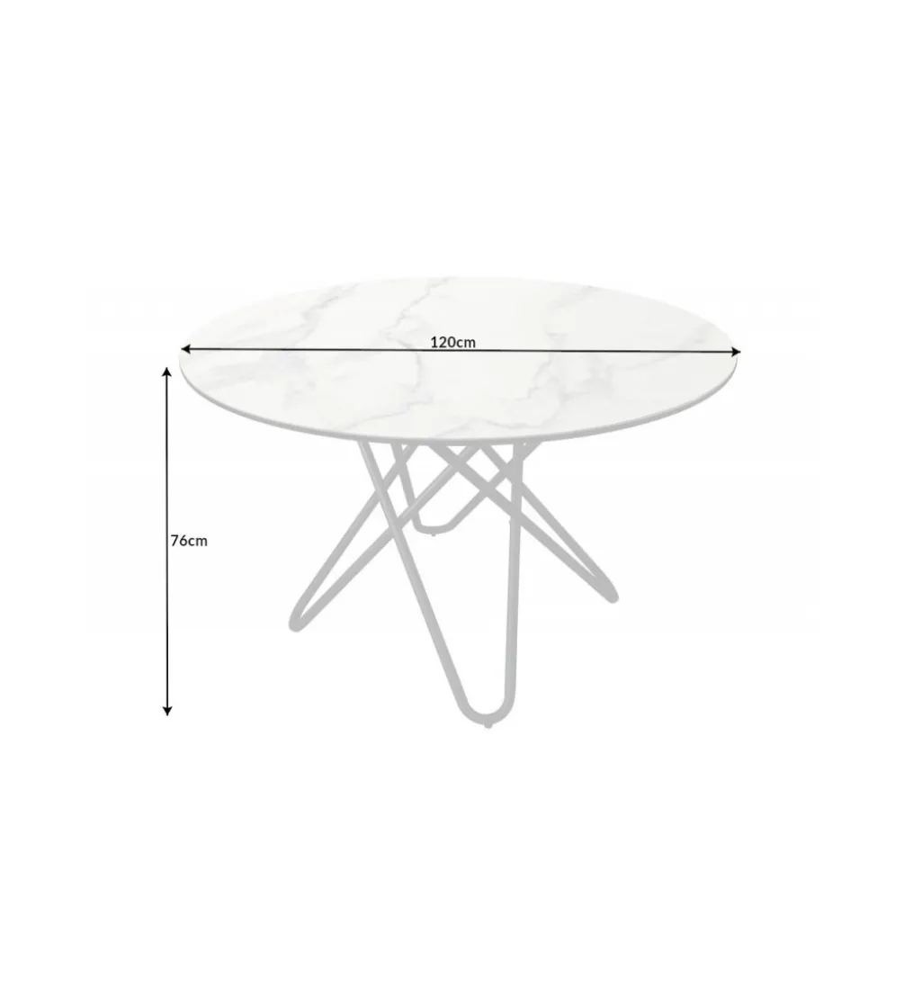 Stół TARANTO 120 cm ceramika w optyce białego marmuru