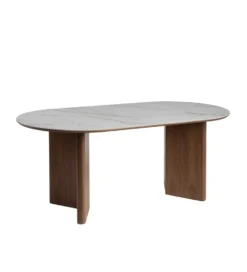 Stół TRANKY 180 x 90 cm ciemno brązowy blat ceramika