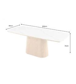 Stół UNIQUE 200 cm drewno dębowe biały ceramiczny blat