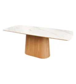 Stół UNIQUE 200 cm drewno dębowe biały ceramiczny blat