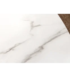 Stół UNIQUE 120 cm drewno orzecha biały ceramiczny blat