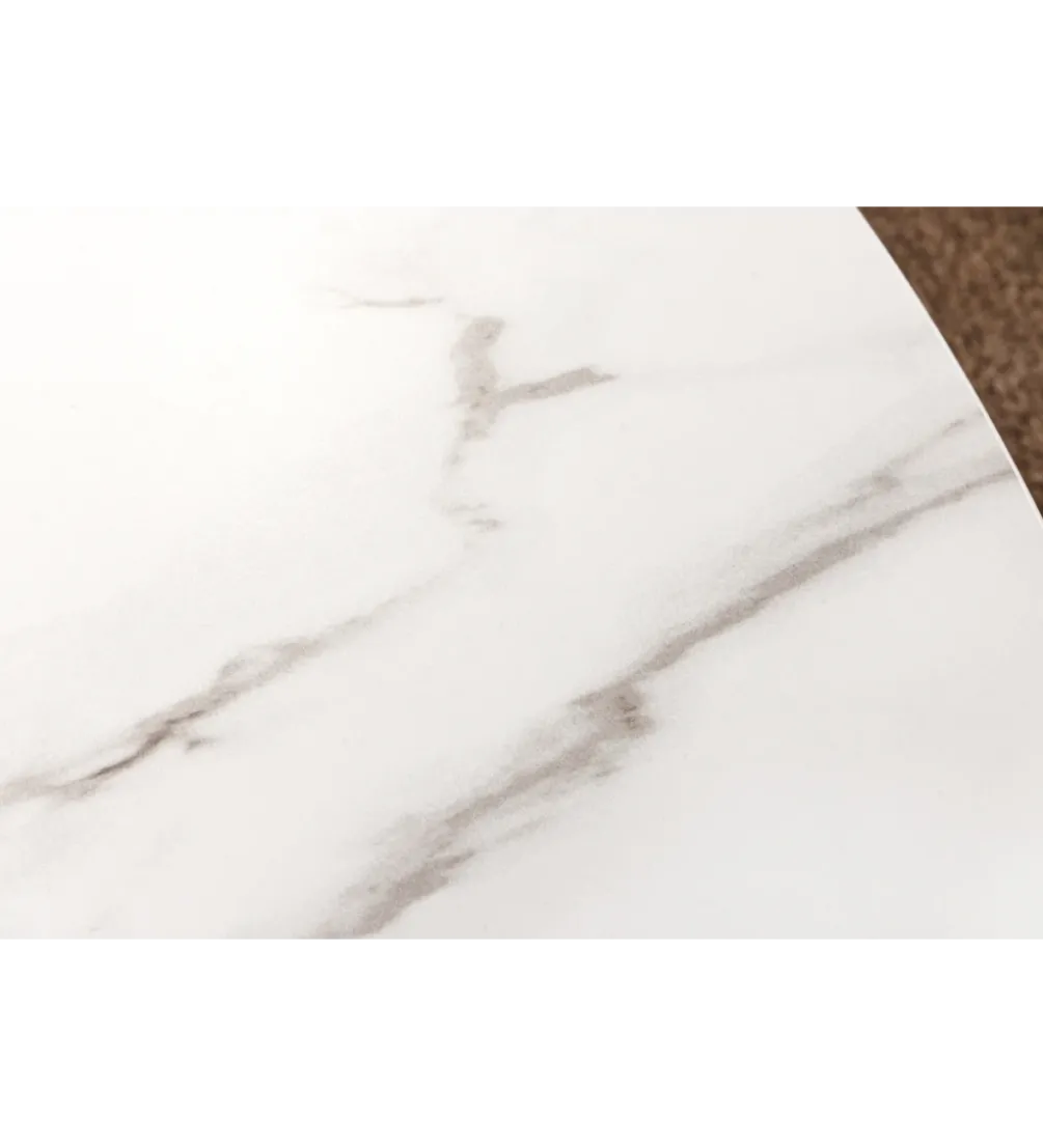 Stół UNIQUE 120 cm drewno orzecha biały ceramiczny blat