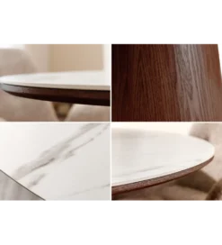 Stół UNIQUE 120 cm drewno orzecha biały ceramiczny blat
