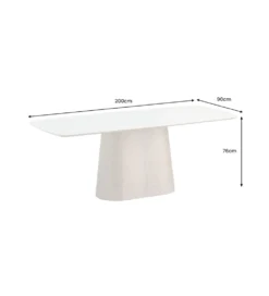 Stół UNIQUE 200 cm drewno orzechowe blat ceramika w optyce białego marmuru