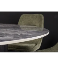 Stół UNIQUE 120 cm okrągły ceramiczny blat efekt czarny marmur