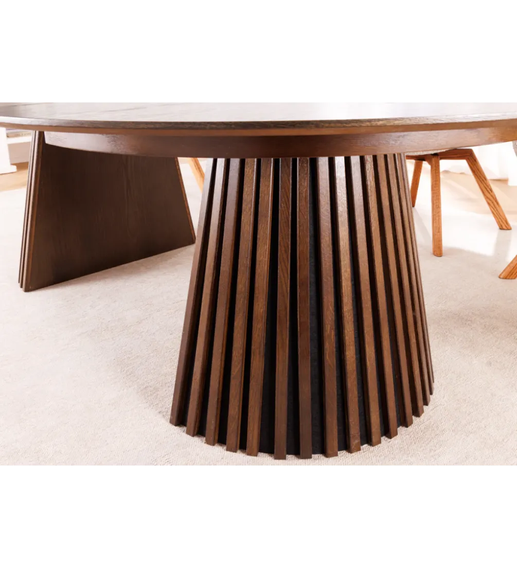 Stół VALHALLA WOOD okrągły 120-160-200cm rozkładany dąb ciemny
