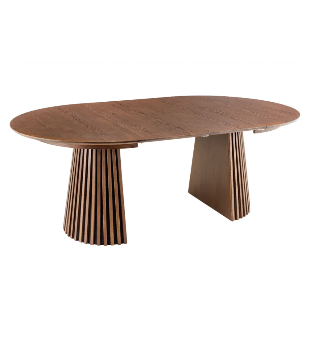 Stół VALHALLA WOOD okrągły 120-160-200cm rozkładany dąb ciemny
