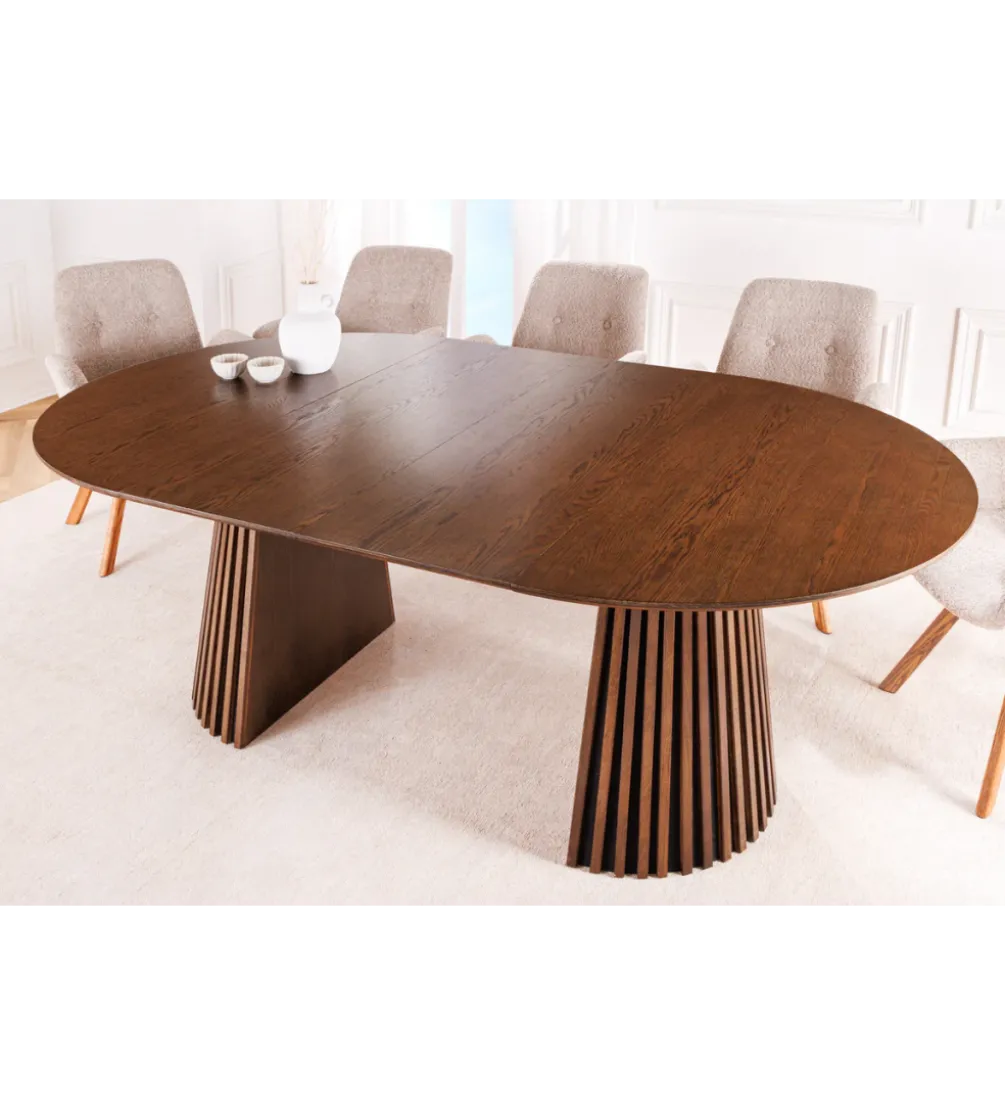 Stół VALHALLA WOOD okrągły 120-160-200cm rozkładany dąb ciemny
