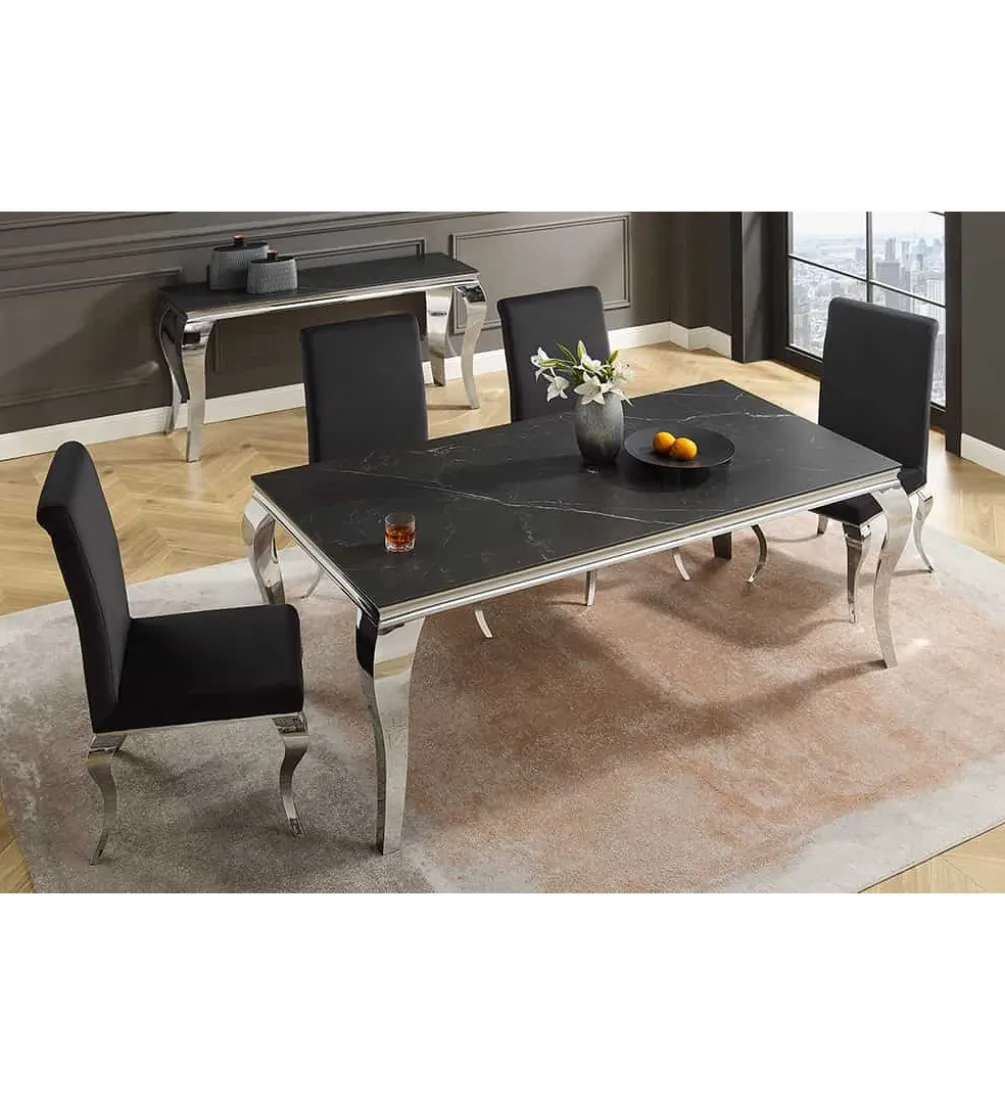 Stół VENETO Modern Barock 180 cm w optyce czarnego marmuru