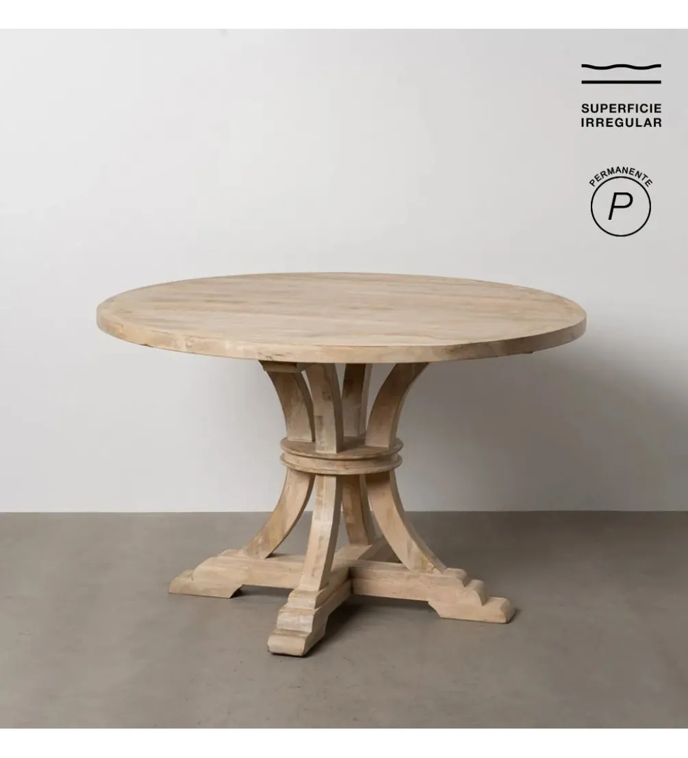 Stół WORNMIN 120 cm drewno mango przecierana biel