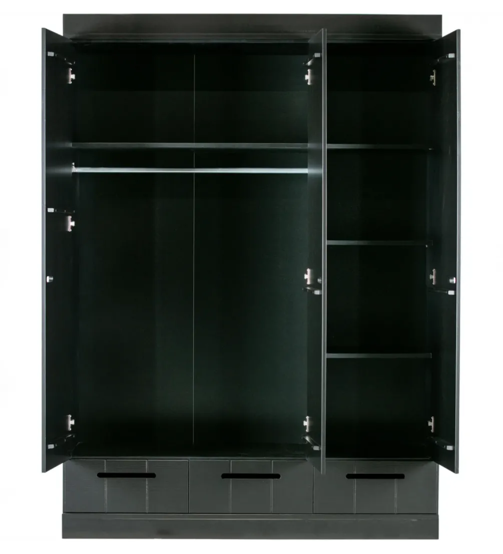 Szafa DRAWER 195 x 140 cm drewno sosna czarna