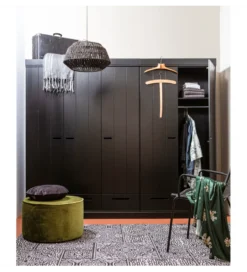 Szafa DRAWER 195 x 140 cm drewno sosna czarna