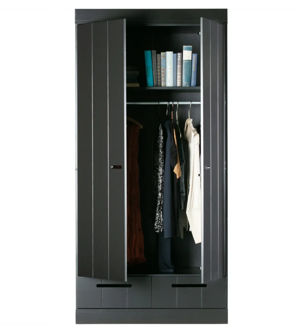 Szafa DRAWER 195 x 94 cm drewno sosna czarna
