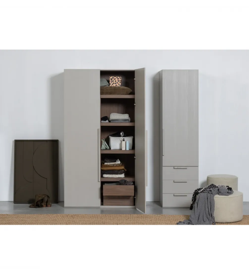 Szafa dwudrzwiowa RENS 110 cm dekor orzechowy szara