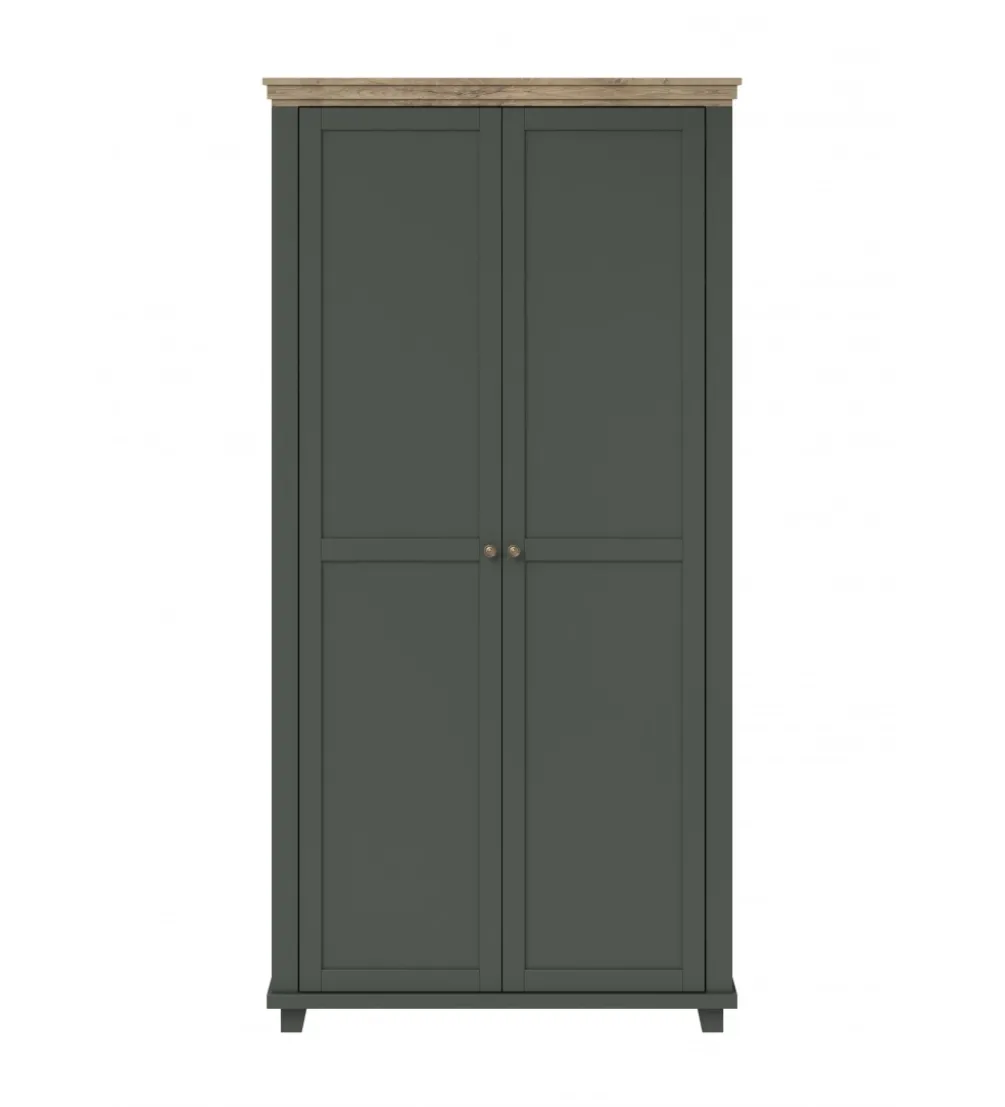 Szafa EVORA 108 cm zielona z dodatkiem koloru dąb Lefkas