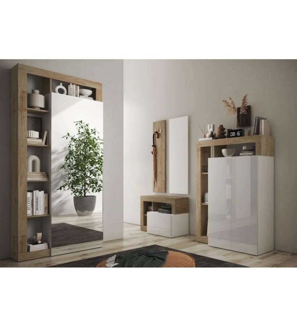 Szafa HAMBURG z lustrem w kolorze klon Pero