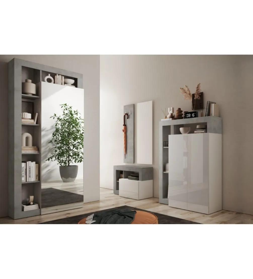 Szafa HAMBURG z lustrem z dodatkiem koloru szarego
