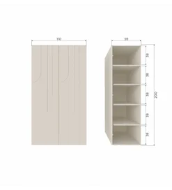 Szafa Japandi z wzorem RAIN 200 cm drewno sosny dust