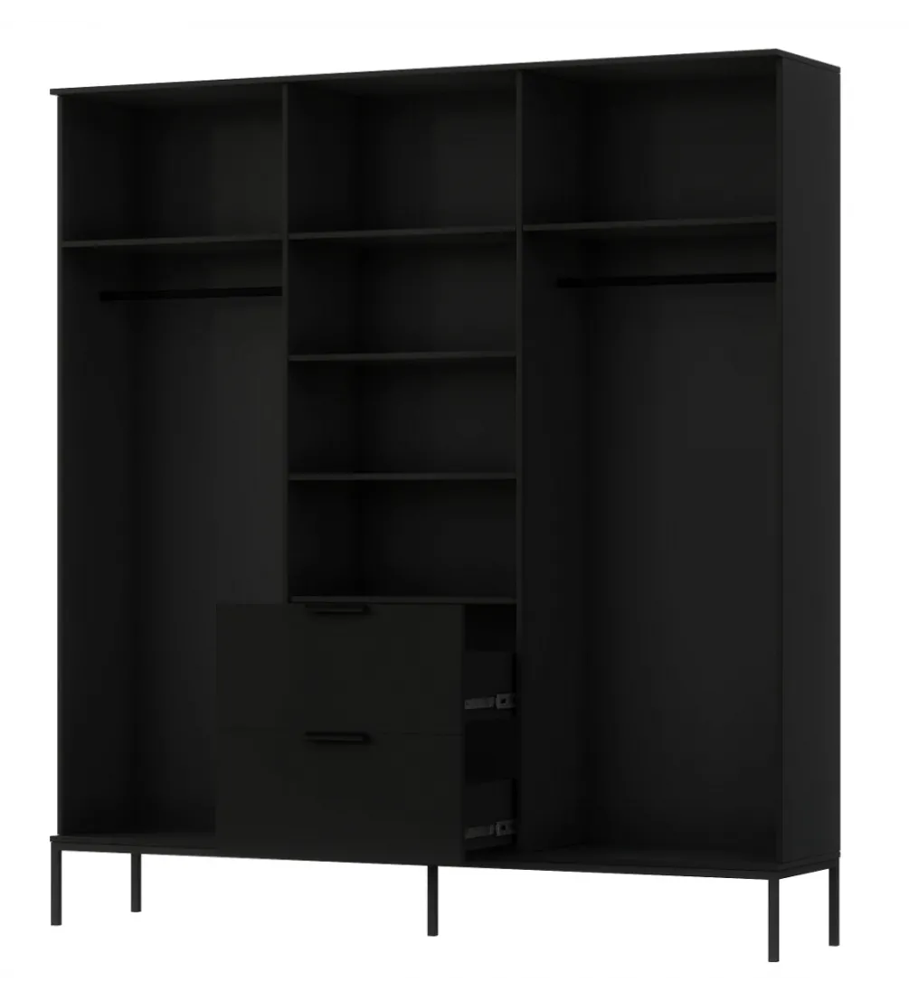 Szafa MEORATI 200 cm czarny mat/dąb artisan