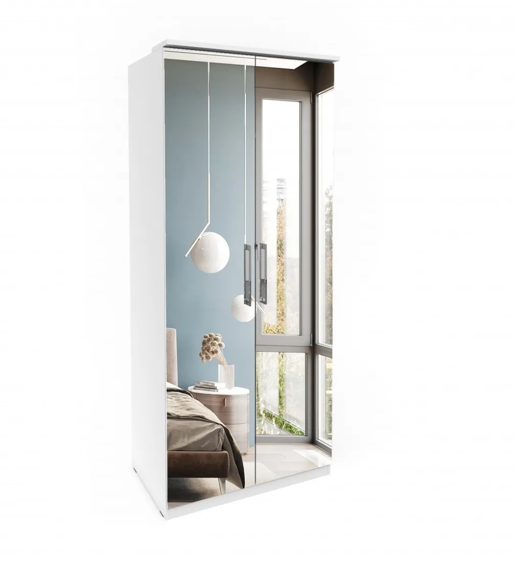 Szafa OPTIMA 90 cm biała z lustrami